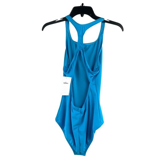 Nike NWT Kids Swimwear Racerback One-Piece Swimsuit XL Blue Stretch Beach - Picture 2 of 6
